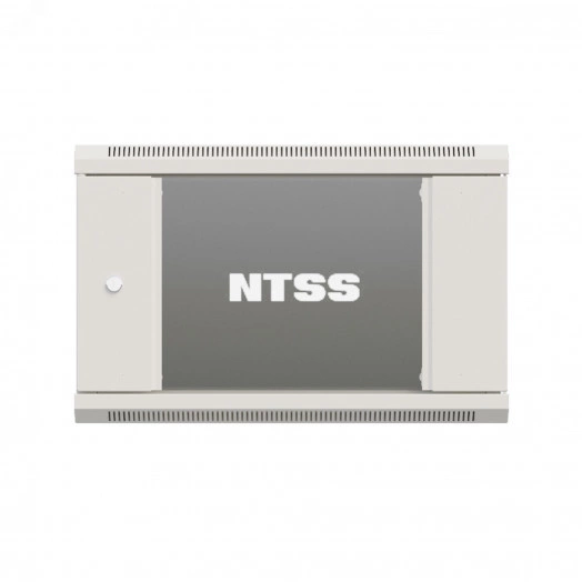 Шкаф настенный телекоммуникационный NTSS W 12U 600х450х635мм, 2 профиля 19, дверь стеклянная, боковые стенки съемные, задняя стенка, разобранный, серый RAL 7035