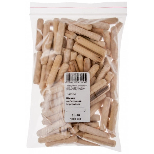 Шкант мебельный 8х40 березовый (100шт)