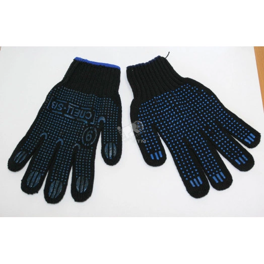 Перчатки хлопчатобумажные с ПВХ черная пряжа особопрочные 75г