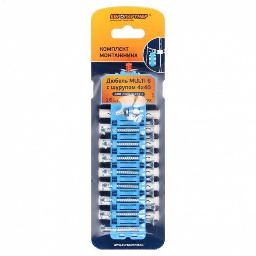 Дюбель Multi 6 нейлон с шурупом универсальным 4x40 (16 шт.)
