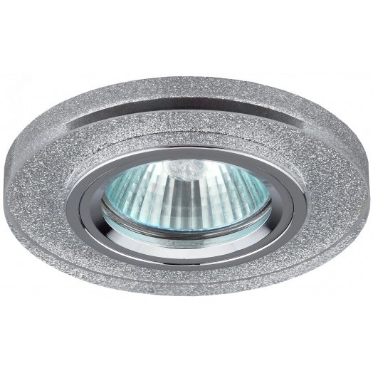 Светильник декор стекло круглое MR16,12V/220V, 50W, хром/серебряный блеск DK7 CH/SHSL  ЭРА
