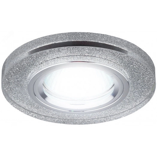 Светильник декор стекло круглое MR16,12V/220V, 50W, хром/серебряный блеск DK7 CH/SHSL  ЭРА