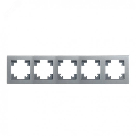 Рамка горизонтальная 5-местная, серия Катрин, серебро