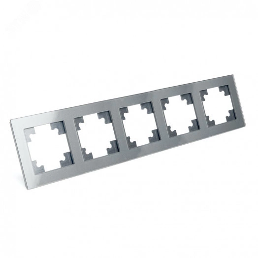 Рамка горизонтальная 5-местная, серия Катрин, серебро