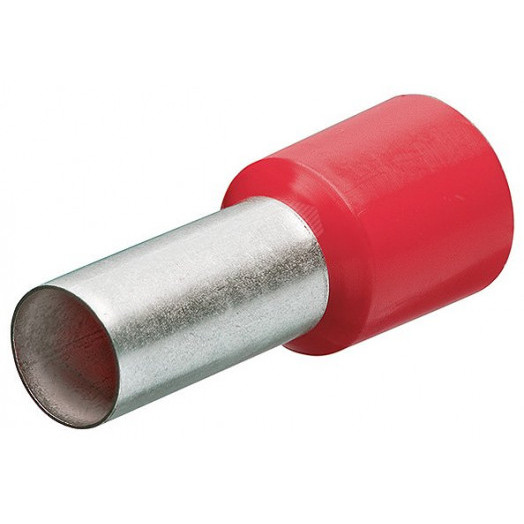 Гильзы контактные с пластиковым изолятором красные 10мм2 (AWG 7) L=22мм 100шт