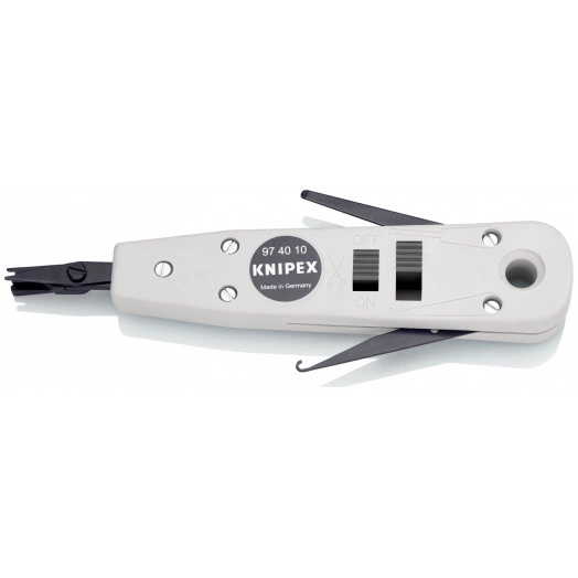 Инструмент для укладки кабелей LSA-Plus и их аналогов для укладки кабелей в каналы розетки и панели для кабелей типа UTP и STP 04 - 08 мм L-175 мм со встроенным крюком для вытягивания с разблокировкой KN-974010