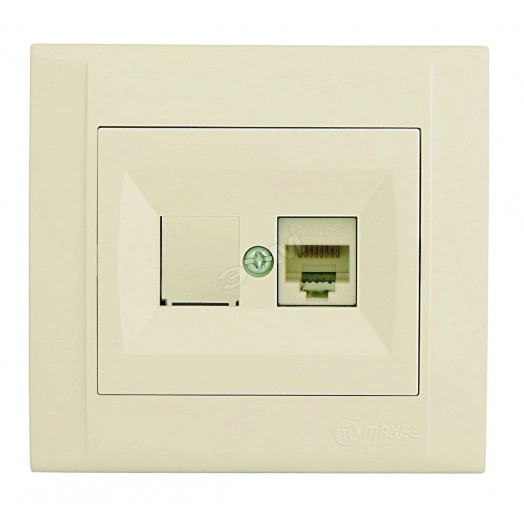 Defne Розетка компьютерная CAT5e + гнездо бежевая