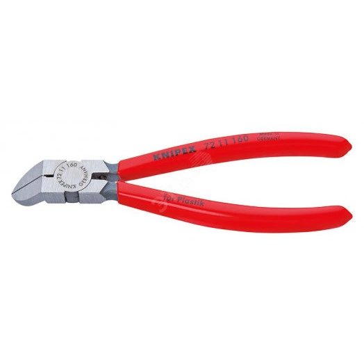 Бокорезы для пластмассы губки 45° с пружиной удлинённые режущие кромки без фасок L-160 мм обливные рукоятки KN-7211160