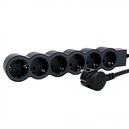 Удлинитель серии  Стандарт   6 x 2К+З с кабелем 1,5 м., цвет: черный
