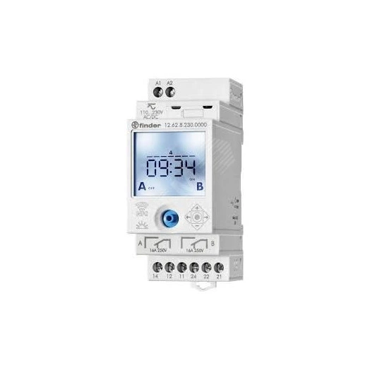 Реле времени цифровое недельное, монтаж на рейку 35мм, 2СO 16A, питание 110...230B AC/DC, NFC, ширина 35мм, IP20, упаковка 1шт.