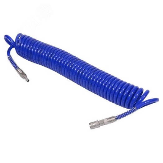 Шланг пневматический спиральный высокого давления 10х15 мм 10 м полиуретановый фитинги