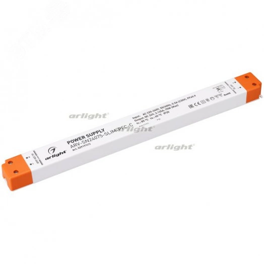 Блок питания ARV-SN24075-SLIM-PFC-C (24V, 3.12A, 75W) (ARL, IP20 Пластик, 3 года)