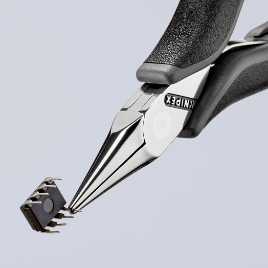 Плоскогубцы ЕSD захватные антистатические для электроники плоскокруглые губки L-115 мм 2-компонентные рукоятки KN-3522115ESD