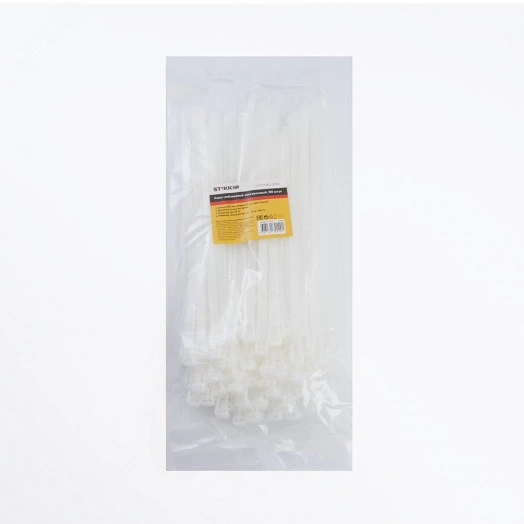 Хомут нейлоновый многоразовый 8x250мм, белый (100шт в упак) Stekker