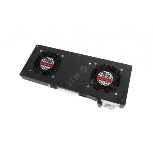 Модуль вентиляторный, 2 вентилятора с терморегулятором, чёрный