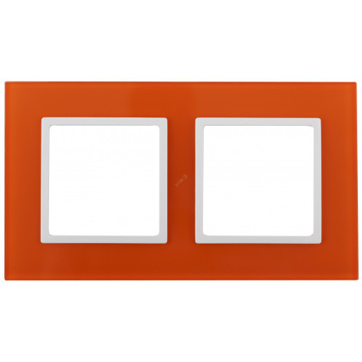 Рамка на 2 поста, стекло, Эра Elegance, оранжевый+бел, 14-5102-22