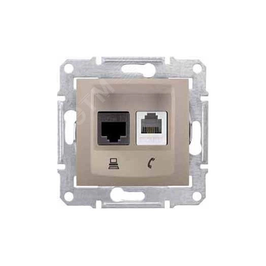 Sedna Розетка телефонная + компьютерная титан