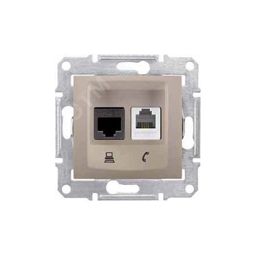 Sedna Розетка телефонная + компьютерная титан