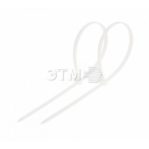 Хомут-стяжка кабельная нейлоновая 200x7,6 мм, белая, упаковка 100 шт