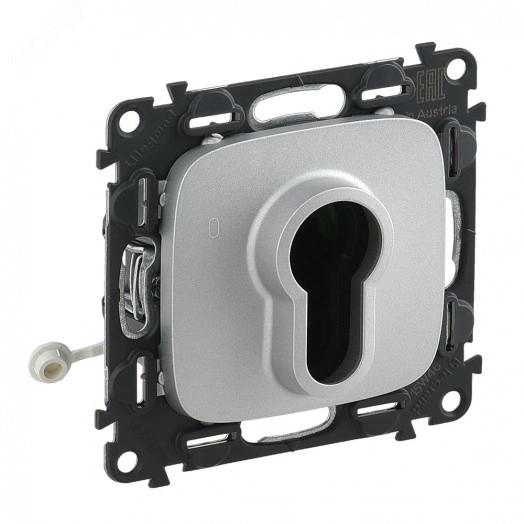 Valena ALLURE Выключатель с ключом 2 положения 10А 230В с лицевой панелью алюминий