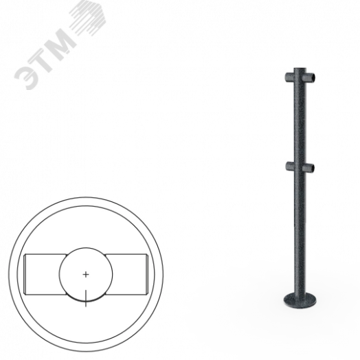 Стойка  ограждения i-образная с отверстием под фиксатор, 4 муфты (антик серебро, черный)