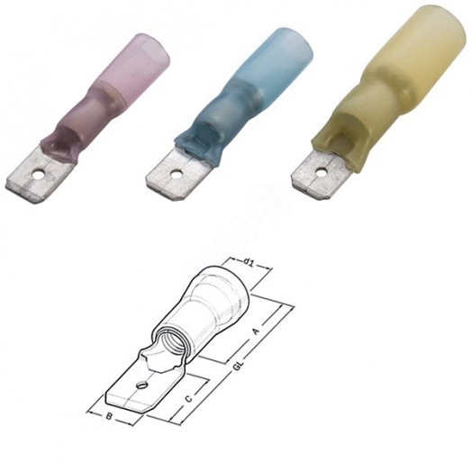 Штекер плоский, термоусадочная изоляция 1,5-2,5/ 6,3x0,8 (упак. 100 шт.)