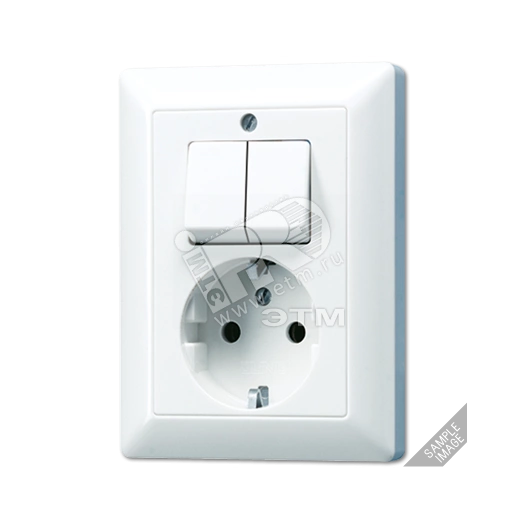 Розетка штепсельная SCHUKO 16A 250V с сдвоенным выключателем слоновая кость