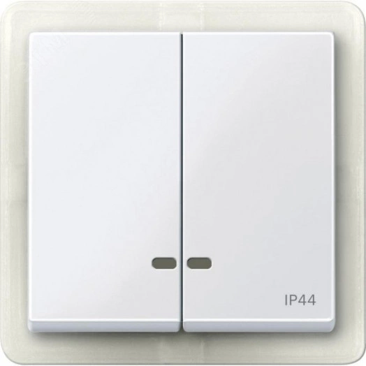 Клавиша 2шт с окошком для светоиндикатора IP44 белый