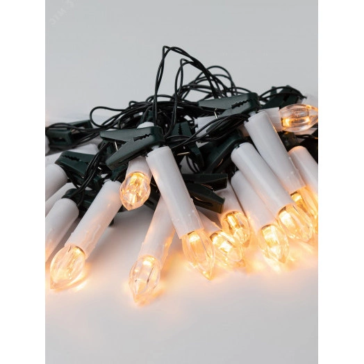 Гирлянда нить Свечи, теплый белый, 3,8 м, 220 V, длина провода 1,5 м, 20 LED, IP20 ЕGNIG - CAN ЭРА