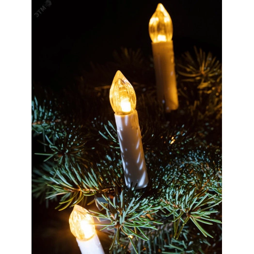 Гирлянда нить Свечи, теплый белый, 3,8 м, 220 V, длина провода 1,5 м, 20 LED, IP20 ЕGNIG - CAN ЭРА