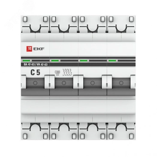 Выключатель автоматический четырехполюсный 5А С ВА47-63 4.5кА PROxima