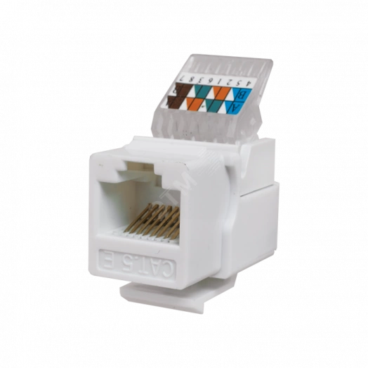 Keystone Jack 8P8C (RJ-45), UTP, Cat.5e. заделка без инструмента, белый