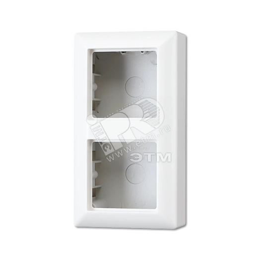 Коробка для накладного монтажа 2-я с негорючим основанием, в комплекте с рамкой  для установки устройств и накладок серии A  для горизонтальной/вертикальной установки  Серия- AS500  Материал- дуропласт  Цвет- белый