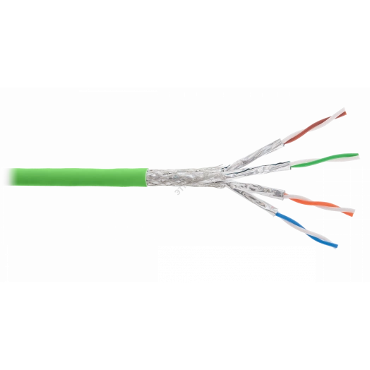 Кабель S/FTP 4 пары, Кат.7, одножильный, медный, 0,56мм, внутренний, LSZH, салатовый, 500м