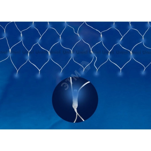 Сетка светодиодная с контроллером 240 светодиодов 2,5х2 м синяя IP20 провод прозрачный ULD-N2520-240/DTA BLUE IP20