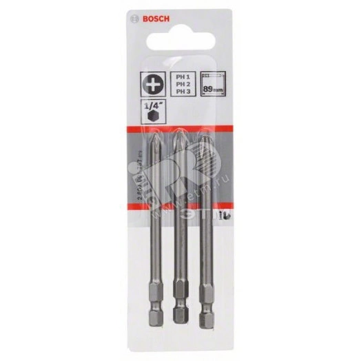 Бита PH1/2/3 89мм XH 3шт