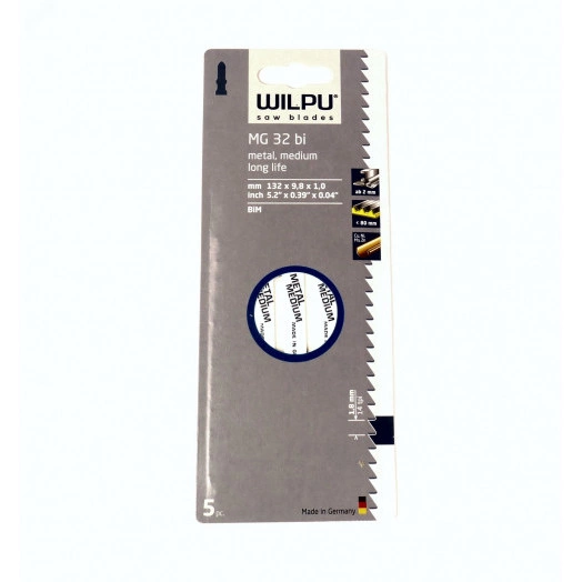 Пилка для лобзика MG 32 bi х5шт/уп (аналог T318BF) для стали, профилей, труб, цвет.металлов до 80мм