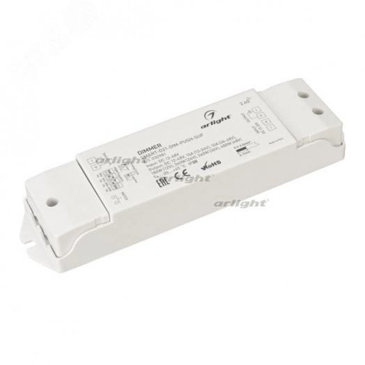 Диммер SMART-D21-DIM-PUSH-SUF (12-48, 1x15A, 2.4G) (ARL, IP20 Пластик, 5 лет)