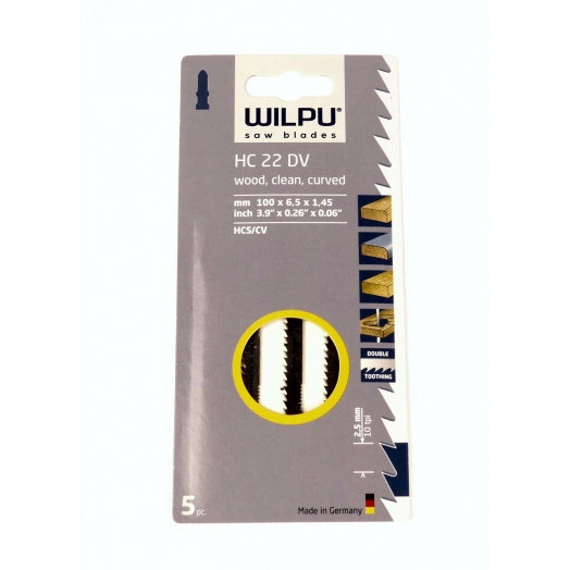 Пилка для лобзика HC 22 DV х5 шт/уп для ламината, паркета, ДСП (криволин., чистый рез)