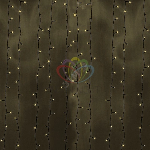 Гирлянда профессиональная Светодиодный Дождь 2х3м постоянное свечение черный провод 220В тепло-белый