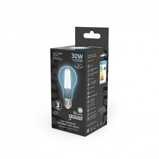 Лампа светодиодная LED 30Вт 3100Лм 4100К белая Е27 А70 Filament Gauss