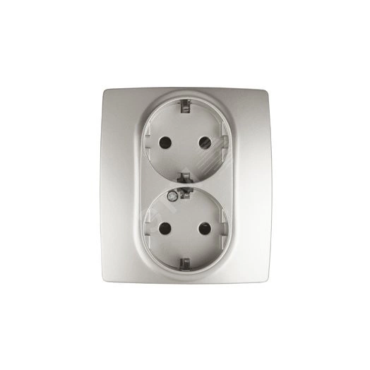 Розетка 2X2P+E Schuko со шторками, 16A-250В, Эра12, перламутр, 12-2104-15