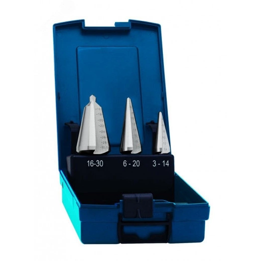 Набор сверл конусных, HSS-E, 3 пр., d 3-14, 6-20, 16-30 мм, прямая канавка