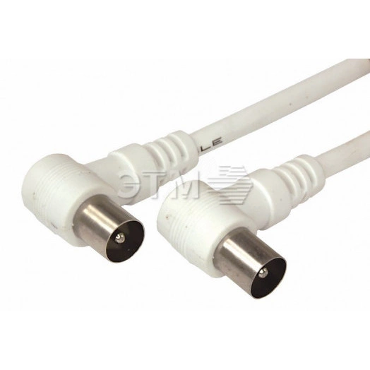 Шнур ТВ штекер - ТВ штекер, угловой, длина 1,5 метра, белый