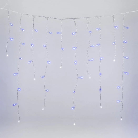 Бахрома светодиодная с эффектом мерцания 3м Соединяемая 200 светодиодов Синий и белый свет Провод прозрачный ULD-B3007-200/TTK BLUE-WHITE IP44