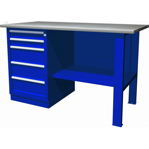 Верстак с одной тумбой, тумба с 5 ящиками, 1390х686х820 мм
