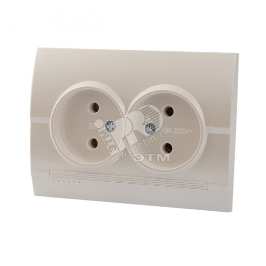 DERIY Розетка двойная без заземления ПБТ белый