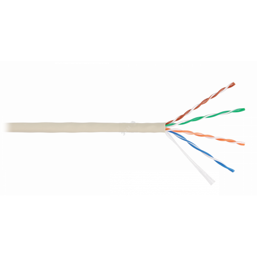 Кабель U/UTP 4 пары, Кат.5e, одножильный, медный, 0,511мм, внутренний, PVC, слоновая кость, 305м