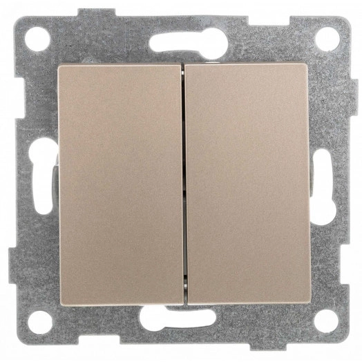 GUSI Bravo МЕХАНИЗМ Выключатель двухклавишный, скрытая  установка,  10А, 250В. Цвет: шампань