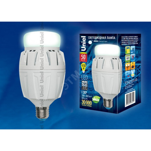 Лампа светодиодная LED 50вт 100-265в E27 4000К